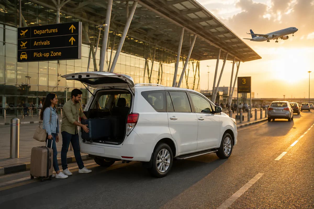 Airport transfer with passengers and luggage